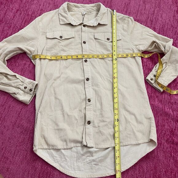Roxy Let It Go Corduroy Button Up Shirt Egret Cream Size Large - Picture 11 of 13